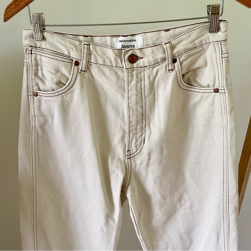 Reformation Cowboy High Rise Straight Jeans in Almond - 29 - Picture 3 of 6